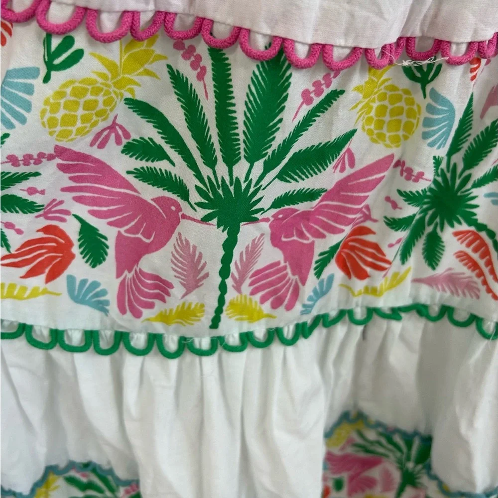 BODEN SERENA COTTON TIE FULL CIRCLE MAXI DRESS MULTI TROPICAL LOVE BIRDS PARROTS - Picture 5 of 13